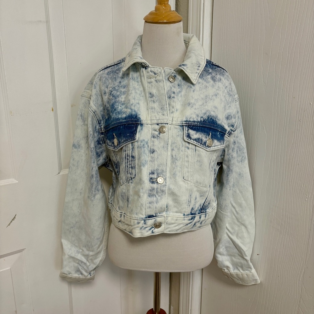 Topshop Denim Jacket Cropped Stonewashed B5